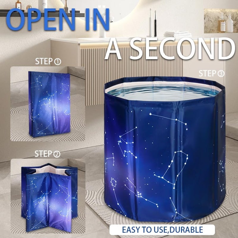 Simcat Sincat Portable Foldable Ice Bath Tub, Large Portable Bath Tub for Adults, Suitable for Outdoor Gym, Easy to Assemble Collapsible Bathtub, Ice Bath, Family Bathroom SPA Tub(31.5 in Gradient Blue) - Image 3